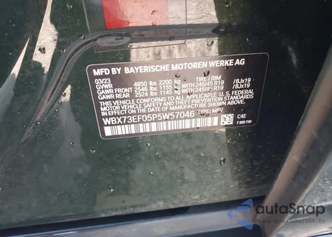 2023 BMW X1 xDrive28I из США, поврежденный, VIN WBX73EF05P5W57046